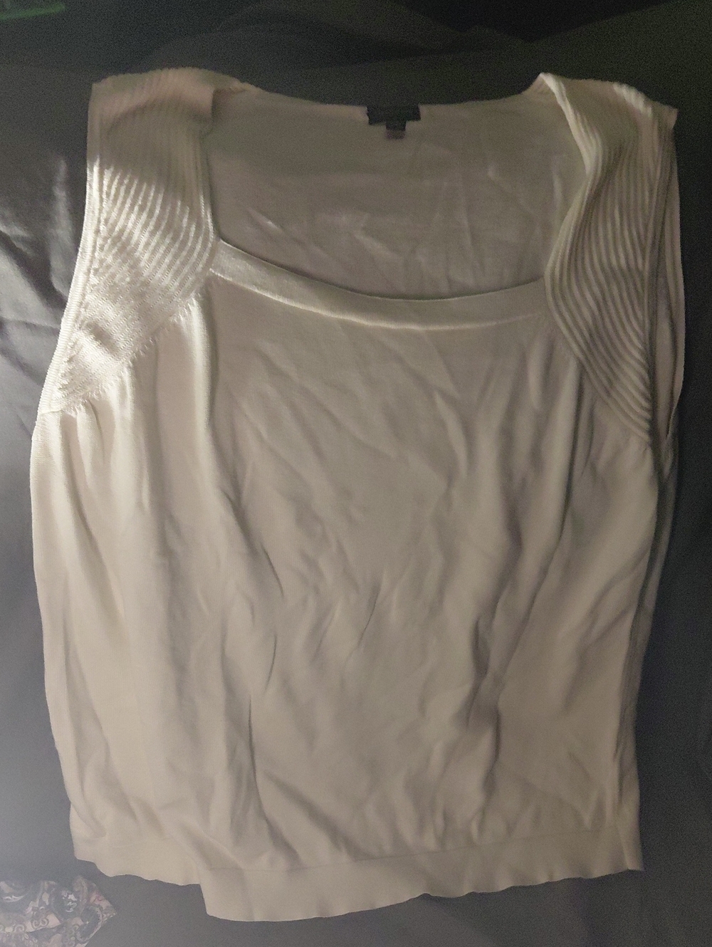 Madison White Ribbed-Shoulder Tank Top